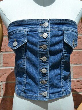 Y2K Style Bluenotes Denim Bustier Top